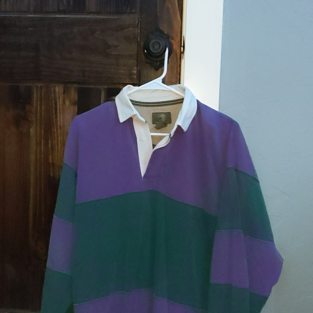 Green and purple collared long sleeve